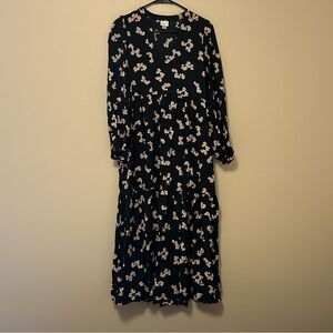 A New Day Black and White Tiered Sundress with Bishop Sleeves